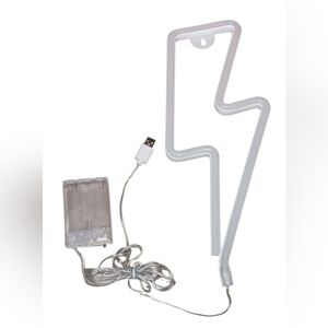 White Lightning Bolt Neon Light